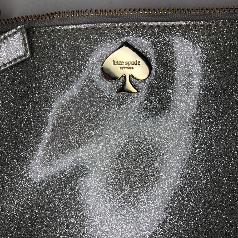 Kate Spade Georgia Glitter Bug Clutch Silver EUC - Picture 5 of 10